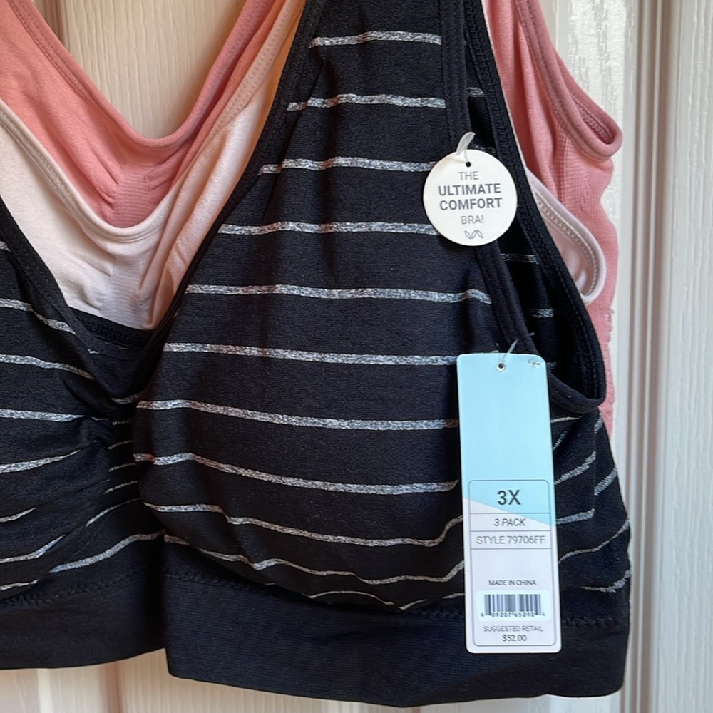 NWT SET OF THREE FITWELL WIRELESS COMFORT BRAS